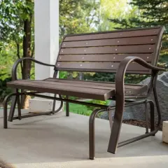 Lifetime Glider Bench, Faux Wood, Brown 60290