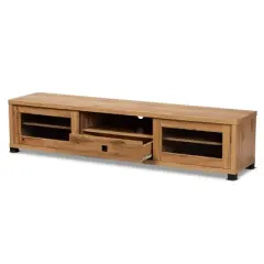 Beasley Wood 1 Drawer TV Stand for TVs up to 65" Oak Brown/Black - Baxton Studio
