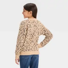 Girls' Leopard Print Short Open Layering Cardigan - Cat & Jack&trade; Beige