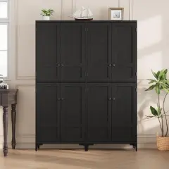 71 Inch Tall Storage Cabinet, Kitchen Pantry Cabinet 5 Tier Bathroom Cabinet with 4 Doors Adjustable Shelves for Kitchen, Dining Room, Bathroom