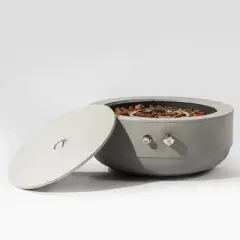 Christopher Knight Home Eugen Outdoor 40000BTU Round Fire Pit Bowl Concrete with Lid