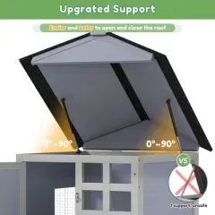 Sandinrayli Rabbit Hutch Cage with Asphalt Roof, 47-in, Gray