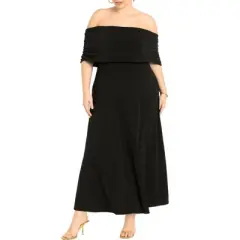 ELOQUII Women&rsquo;s Plus Size Off The Shoulder Knit Maxi Dress