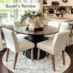 Set of 2 Dining Chairs with Back, Upholstered Parsons Chairs with Rubberwood Legs for Kitchen or Dining Room-Maison Boucle