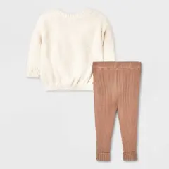 Grayson Collective Baby Cable Knit Pullover Sweater & Leggings Set - Cream/Brown