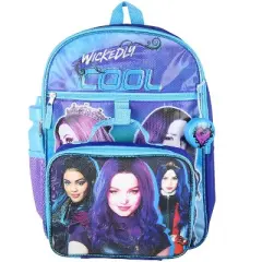 Disney Descendants Wickedly Cool 16" Backpack Lunch Tote Water Bottle 5 Pc Set Purple