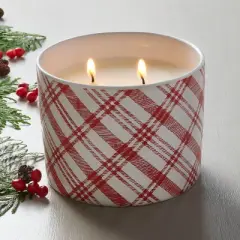 Plaid Ceramic Balsam & Berry Jar Christmas Candle Red 11oz - Hearth & Hand&trade; with Magnolia