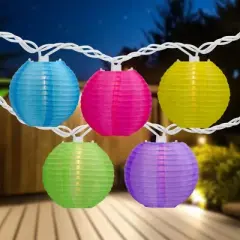 Northlight Paper Lantern Summer Patio Light Set - Multi-Color - 8.5' White Wire - 10ct