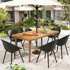 Christopher Knight Home Maya 7 Pieces Outdoor Acacia and Polypropelene Plastic Dining Set