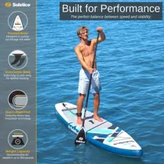 Solstice Watersports Islander Inflatable Raft Stand-Up Paddle Board Kit w/ Accessory & Camera Mount and Bungee Storage (11'2 x 31'' x 6''), Teal