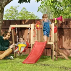 TopComfy Playground Swings for Outdoor Swing Set, Children Outdoor Playset Place, Suitable for Garden, Courtyard, Red,78.75&rdquo;*67&rdquo;*46.5"