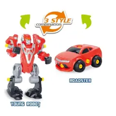 Ready! Set! Play! Link 3-In-1 Take-A-Part Robot Toy Playset, Includes Electric Play Drill (Red)
