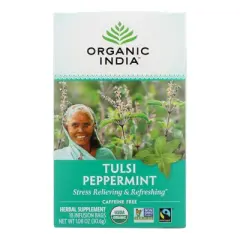 Organic India Organic Tulsi Peppermint Tea - Case of 6/18 Bags