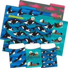 Barker Creek Folder / Pocket File Folders - Sea & Sky: Multicolor Cardstock, Top Tab, 100 Sheet Capacity, 42 Pack