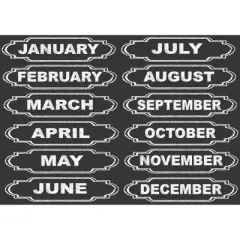 Ashley Productions&reg; Die-Cut Magnets, Chalkboard Calendar Months, 12 Per Pack, 6 Packs