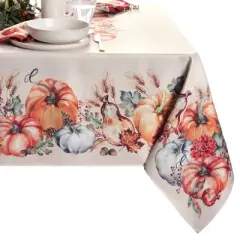 Elrene Botanical Harvest Pumpkin Engineered Tablecloth - Elrene Home Fashions