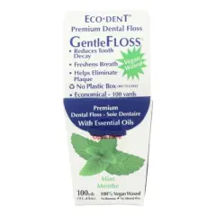 Eco-Dent GentleFloss Vegan Waxed Premium Dental Floss Mint - Case of 6/100 yd