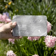 Pavilion Gift Company - Bee Happy - 7" x 4.25" Garden Stone - Stepping Stones and Pathways