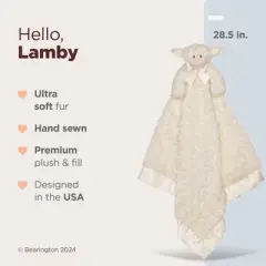 Bearington Baby Lamby Cuddle Me Sleeper, Cream Lamb Large Size Security Blanket, 28.5" x 28.5"