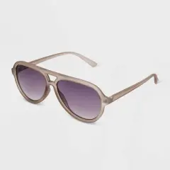 Women's Matte Plastic Aviator Sunglasses with Gradient Lenses - Universal Thread&trade; Dark Taupe