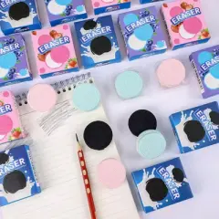 HTUTWOO Cartoon Creative Biscuit Eraser Simulation Oreo Student Stationery Traceless Eraser,Wipes clean, resists tearing, and protects paper