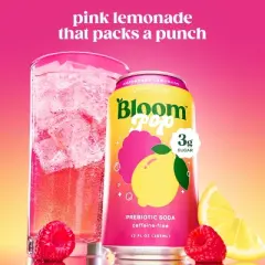 BLOOM NUTRITION Bloom Pop Prebiotic Soda Raspberry Lemonade - 12 fl oz Can