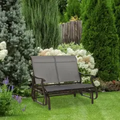 Dexmalle Patio Glider Loveseat Chair with Powder Coated Steel Frame
