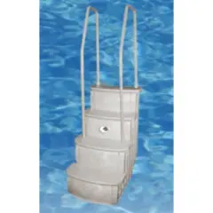 Main Access iStep Above Ground Swimming Pool Deck Entry Steps Ladder w/ Mat Pad