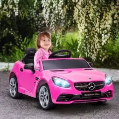 Aosom 12V Kids Electric Ride On Car with Parent Remote Control, Two Motors, 2 Speeds, Music, LED Lights, USB for 3-6 Years Old, Pink