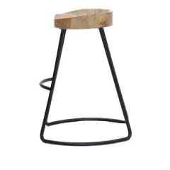 Wooden Saddle Seat Barstool Brown and Black - The Urban Port