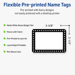Avery&reg; Name Tags, 2-1/3" x 3-3/8", Black & White Polka Dots, 80ct