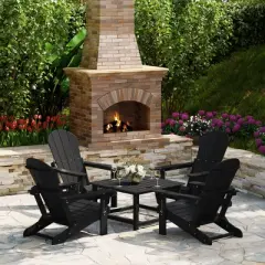 WestinTrends Malibu 5-Piece HDPE Adirondack Chair Outdoor Patio Square Table Conversation Set