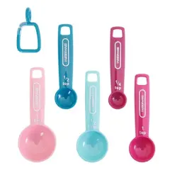 Farberware Kitchen Basics Measuring Cup & Spoon Set, 9-Piece Colorful Nesting Design with Easy-to-Read Markings - Dishwasher Safe Plastic