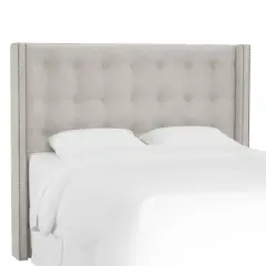 Nail Button Tufted Wingback Velvet Headboard  - Skyline Furniture