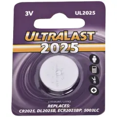 Ultralast&reg; UL2025 CR2025 Lithium Coin Cell Battery in Silver