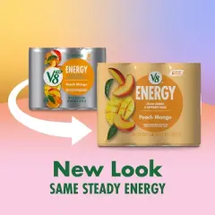 V8 +ENERGY Peach Mango Energy Drink - 6pk/8 fl oz Cans