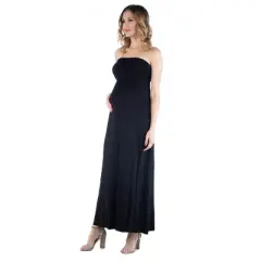 24seven Comfort Apparel Sleeveless Empire Waist Maternity Maxi Dress
