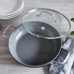 GreenPan Chatham Hard Anodized Healthy Ceramic Nonstick 11" Everyday Frying Pan with 2 Handles and Lid - Gray