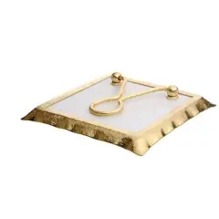 Classic Touch Square Marble Napkin Holder With Gold Rim