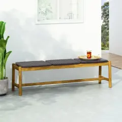 Dexmalle Rustic 3 Seat Cushioned Patio Bench