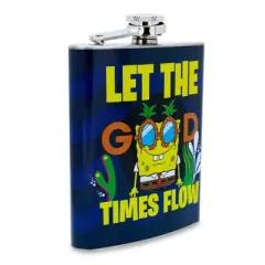 Silver Buffalo SpongeBob SquarePants "Mister Good Times" Stainless Steel Flask | Holds 7 Ounces