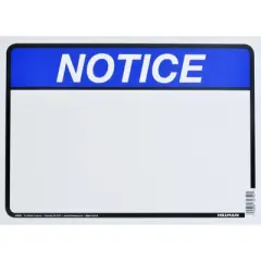 Hillman English Blue Notice Sign 10 in. H X 14 in. W - Case of 6