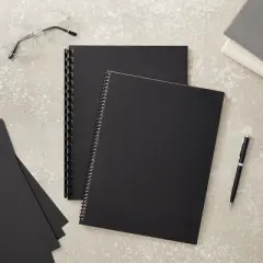 Juvale 100-Pack Black 13 Mil Presentation Binding Covers and Backs, 230g Letter Size Leather Grain Paper for Business Reports, Proposals, 8.5 x 11"