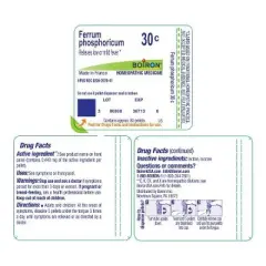 Ferrum Phosphoricum 30C by Boiron Homeopathic Single Medicine For Cough, Cold & Flu  -  80 Pellet