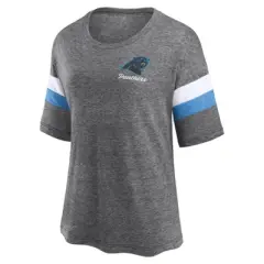 NFL Carolina Panthers Women's Weak Side Blitz Marled Left Chest Short Sleeve T-Shirt
