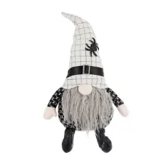 Whisen Fabric Sitting Gnome with White Hat Spider, Halloween Decoration