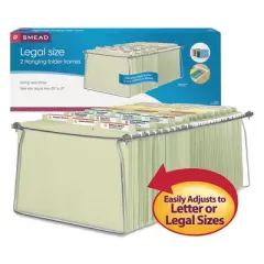 Smead Steel Hanging Folder Drawer Frame, Legal Size, 23" to 27" Long, Gray, 2/Pack