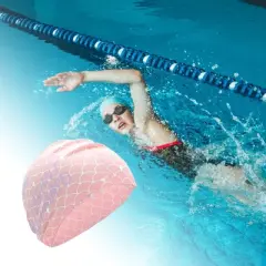 Unique Bargains Silicone Waterproof Fish Tail Swim Cap Pink Purple 1 Pc