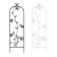 Garden Trellis- For Climbing Plants- Decorative Curving Flower Stem Metal Panel -For Vines, Roses, Vegetable Plants & Flowers by Pure Garden (Black)