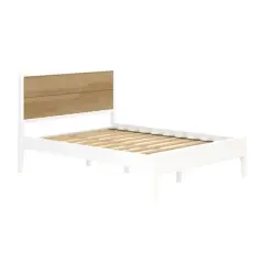 Plank+Beam Solid Wood Duo Queen Bedroom Set with 2 Nightstands, White/Birch